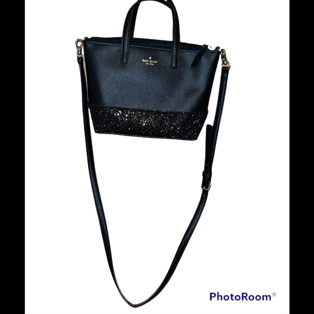 Kate Spade black leather purse with glitter